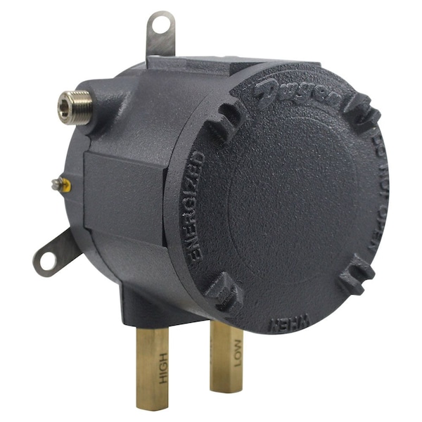 Differential pressure switch, SPDT, range 1.4 - 5.5" w.c. with threaded back connections.